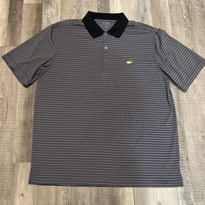 Masters Tech Golf Polo Shirt‎ Mens XL Black White Striped Short Sleeve Collar